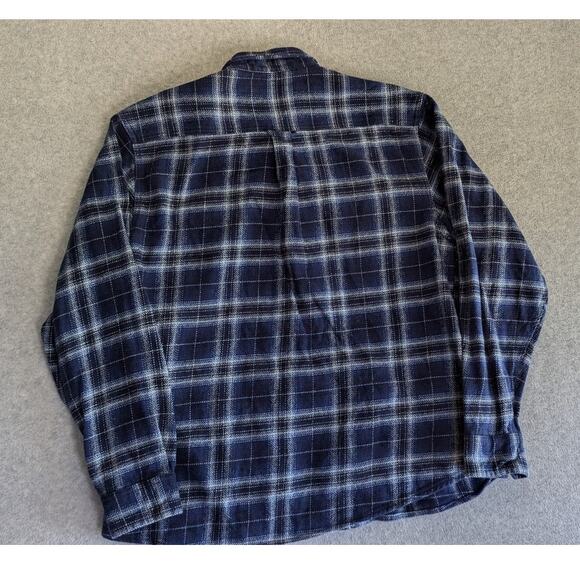 Woolrich Men Shirt XXL Blue Plaid Shacket Heavy Weight Pockets Warm Button Up - Picture 3 of 11